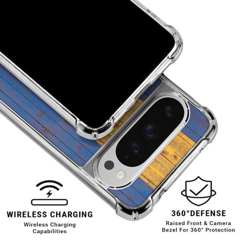 Barbados Flag Dark Wood Google Pixel 10 Pro XL Clear Case